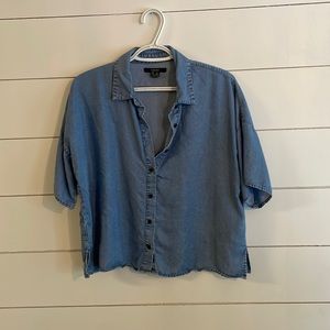 Soft denim cropped button up